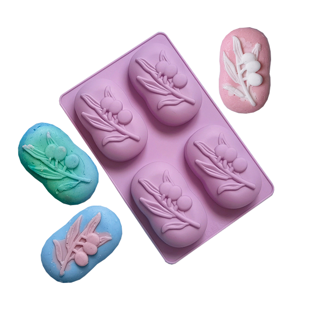 Soap Making Instructions - 4 تجاويف البيضاوي شجرة الزيتون سيليكون