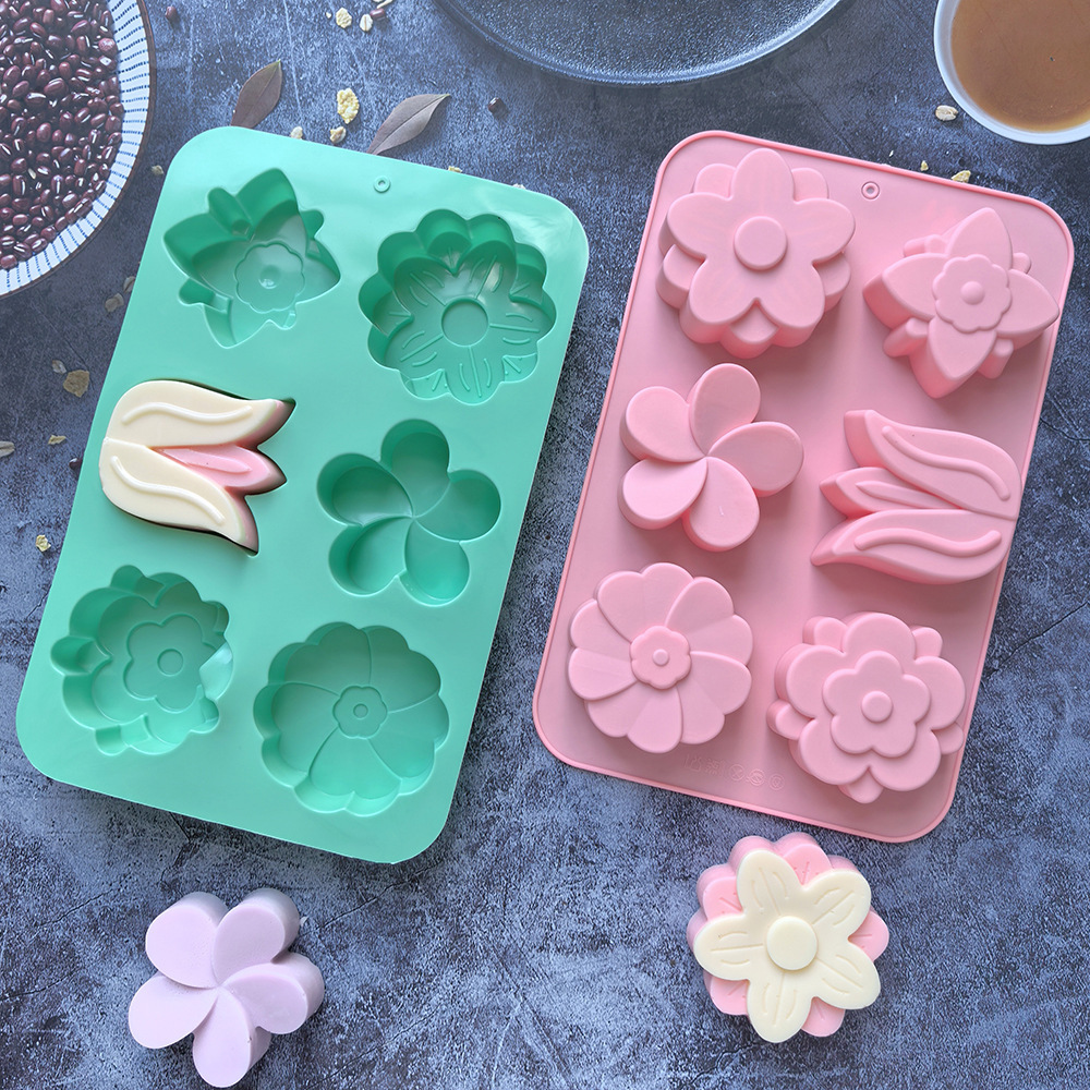 Soap Making Instructions - قوالب سيليكون على شكل زهور متنوعة،